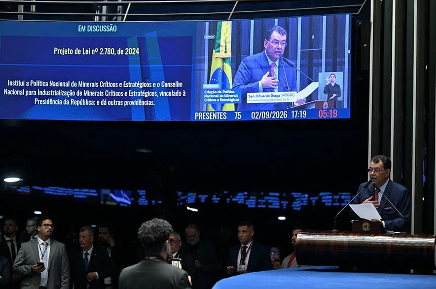 Senado aprovou nesta quarta-feira (2) a Política Nacional de Minerais Críticos e Estratégicos
